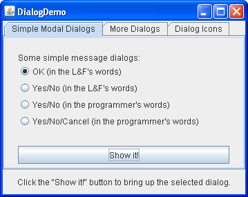 DialogDemo 可让您打开多种对话框
