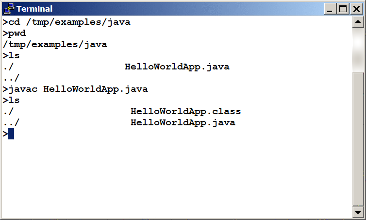 ls 命令的结果，显示生成的.class 文件。